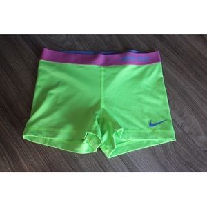 Lime Green Nike Pro Spandex Shorts